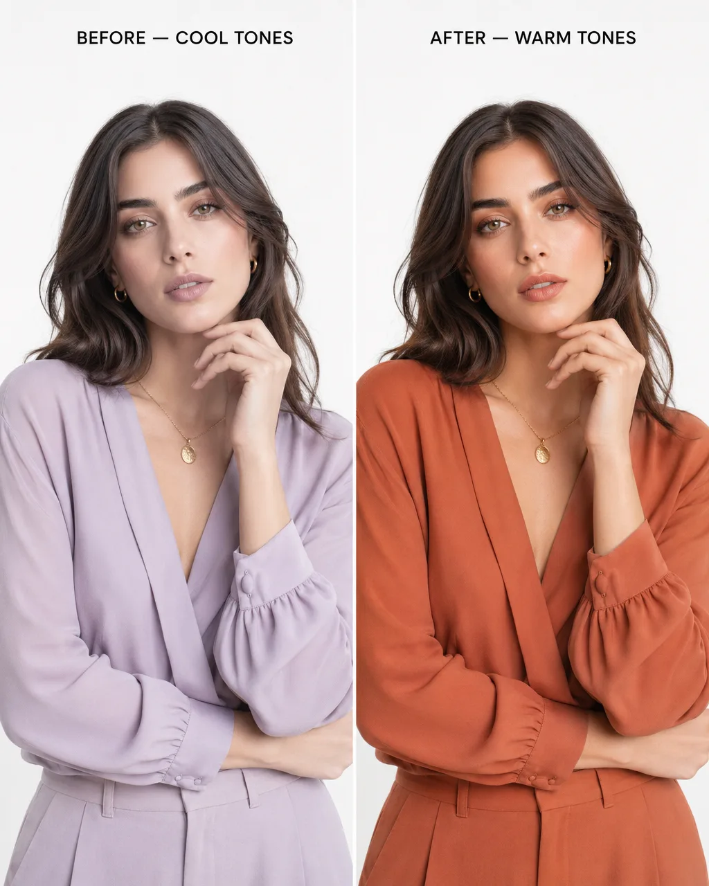 Before and after color tones comparison