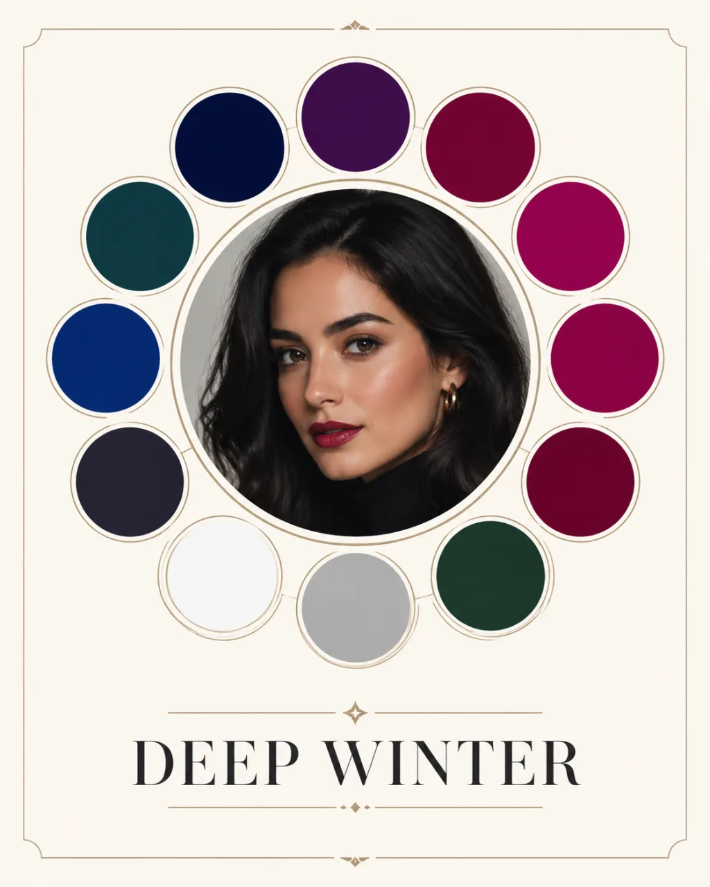 Deep winter color palette card