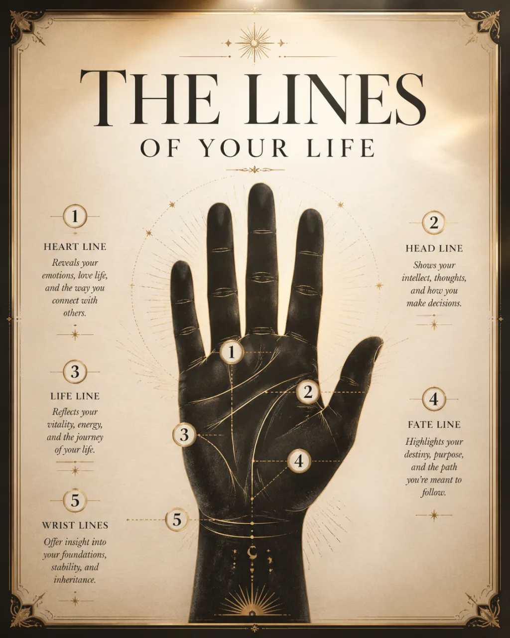 Luxury palmistry analysis page editorial layout
